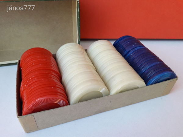 Eredeti Pleasantime Deluxe Poker Chips Vintage 1963  !! 100db póker zseton eredeti dobozában !!!