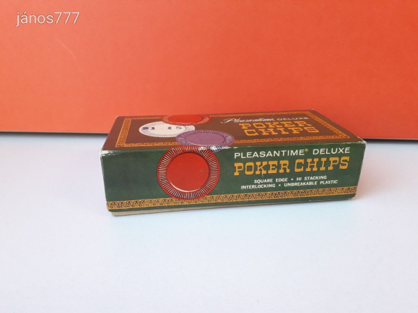Eredeti Pleasantime Deluxe Poker Chips Vintage 1963  !! 100db póker zseton eredeti dobozában !!!