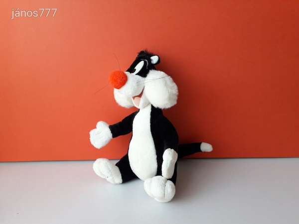 Eredeti LOONEY TUNES Sylvester macska plüss cica 30cm kabala figura Bolondos Dallamok mese szereplő