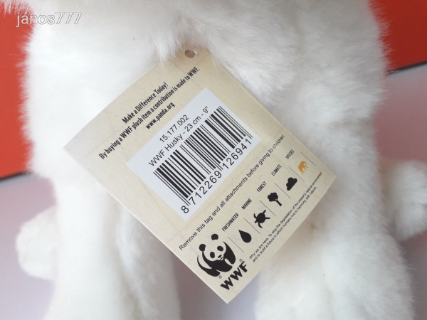Eredeti WWF HUSKY kutya plüss 33 cm-es kutyus kabala figura !! EXTRA !! ÉLETHŰ !!