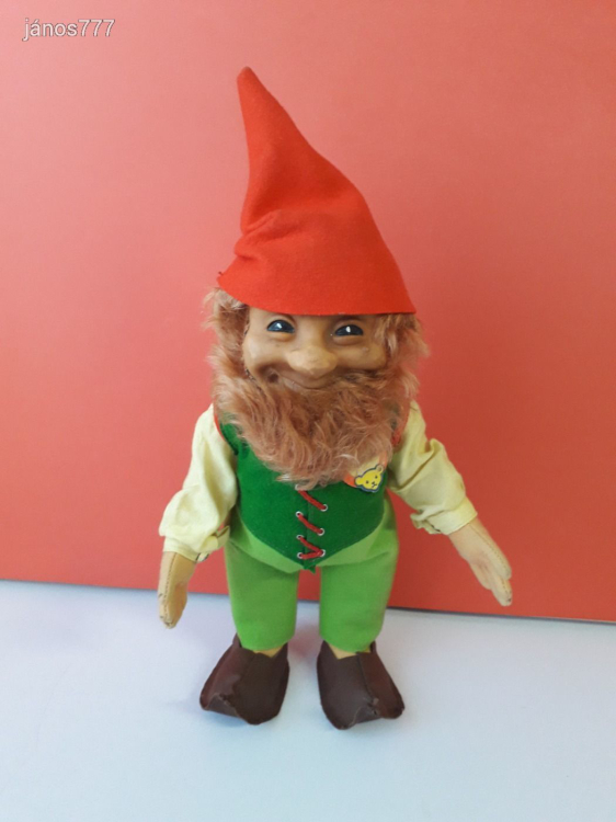 Eredeti STEIFF LUCKI törpe antik MANÓ 30 cm-es öreg apó kabala figura ! Címkés ! EXTRA !!