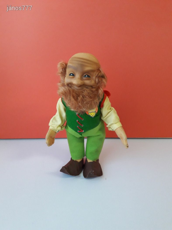 Eredeti STEIFF LUCKI törpe antik MANÓ 30 cm-es öreg apó kabala figura ! Címkés ! EXTRA !!