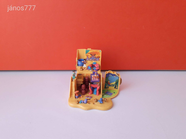 Eredeti Bluebird 1995 Polly Pocket Disney ALADDIN ház figurákkal Agrabah piac retro játéktér ! EXTRA