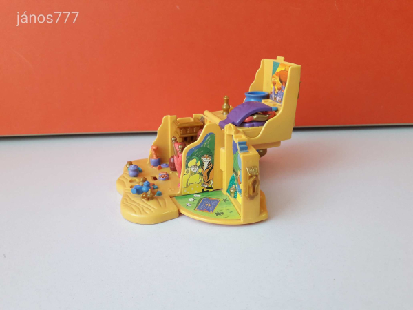 Eredeti Bluebird 1995 Polly Pocket Disney ALADDIN ház figurákkal Agrabah piac retro játéktér ! EXTRA