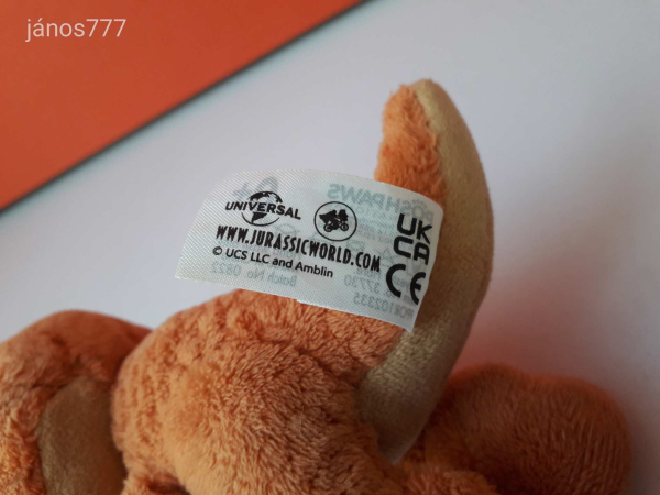 Eredeti Jurassic World dinoszaurusz 12 cm plüss dinó kabala figura ! EXTRA !!!