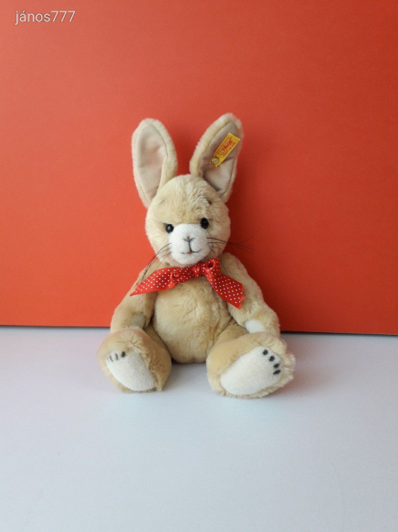 Eredeti Steiff nyúl plüss nyuszi kabala figura ! 35 cm-es plüssfigura Steiff Niki Rabbit ! EXTRA !