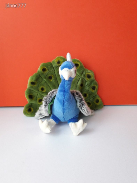 Eredeti Nature Planet PÁVA madár plüss ritkaság 24 cm-es kabala figura ! EXTRA !! ÉLETHŰ !!