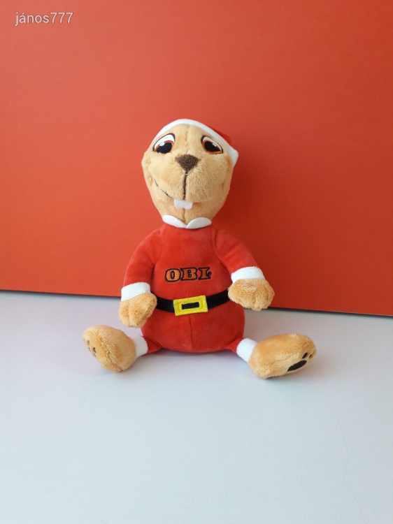 Eredeti OBI Hód plüss kabala figura 33 cm-es plüssfigura ! Télapó ruhás Obi hód ! EXTRA !!!