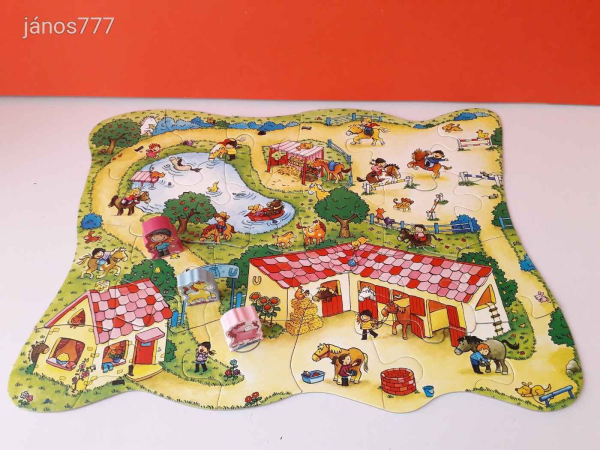 Eredeti HABA Riesenpuzzle Ponyhof Lovarda kirakó Puzzle társasjáték !! HABA 3905