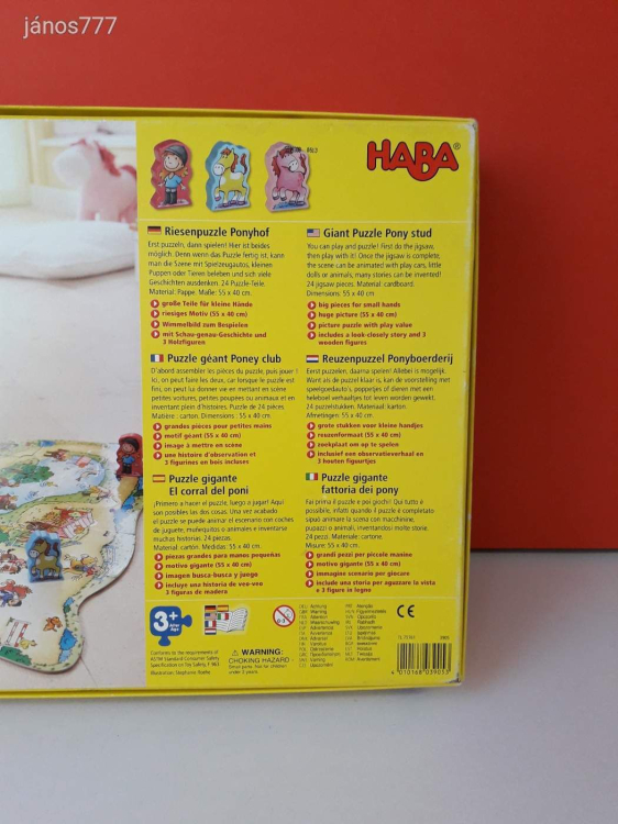 Eredeti HABA Riesenpuzzle Ponyhof Lovarda kirakó Puzzle társasjáték !! HABA 3905