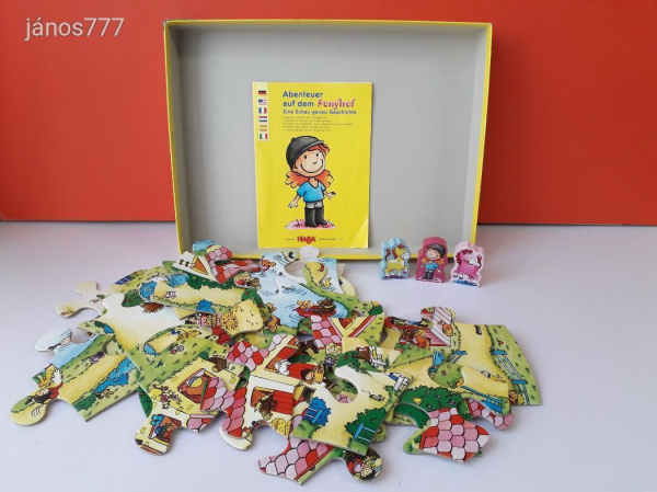 Eredeti HABA Riesenpuzzle Ponyhof Lovarda kirakó Puzzle társasjáték !! HABA 3905