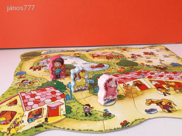 Eredeti HABA Riesenpuzzle Ponyhof Lovarda kirakó Puzzle társasjáték !! HABA 3905
