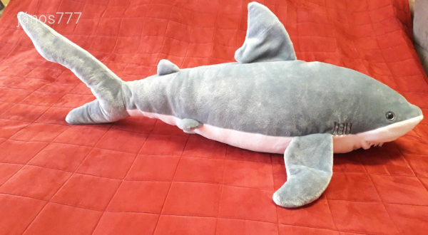 Eredeti Wild Republic CÁPA plüss HAL ritkaság 100 cm-es XXL-es kabala figura ! EXTRA ! ÉLETHŰ !